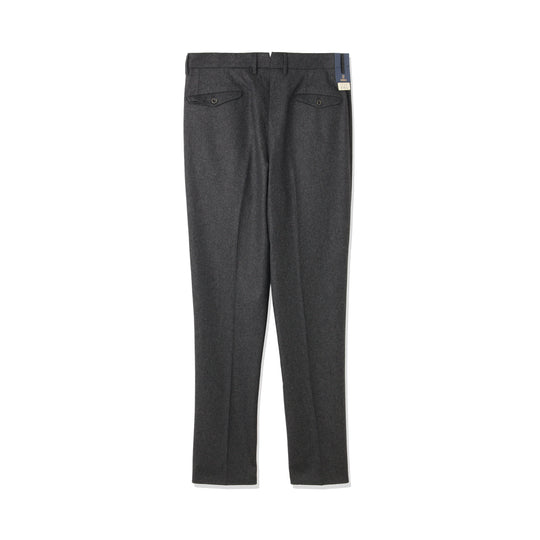 ARECHI ウールカシミヤナイロンストレッチ 1プリーツテーパードパンツ チャコールグレー