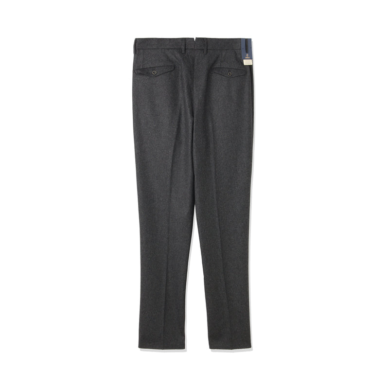 ARECHI ウールカシミヤナイロンストレッチ 1プリーツテーパードパンツ チャコールグレー