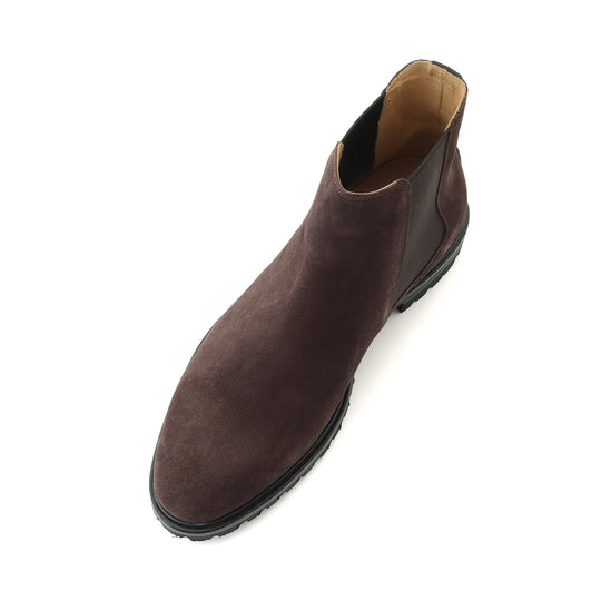スエードチェルシーブーツ ダークブラウン