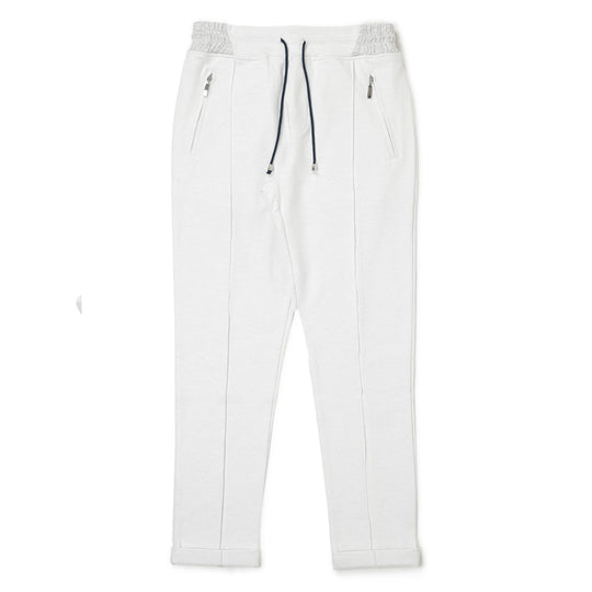 永久クリース パンツ コットン ホワイト/グレー