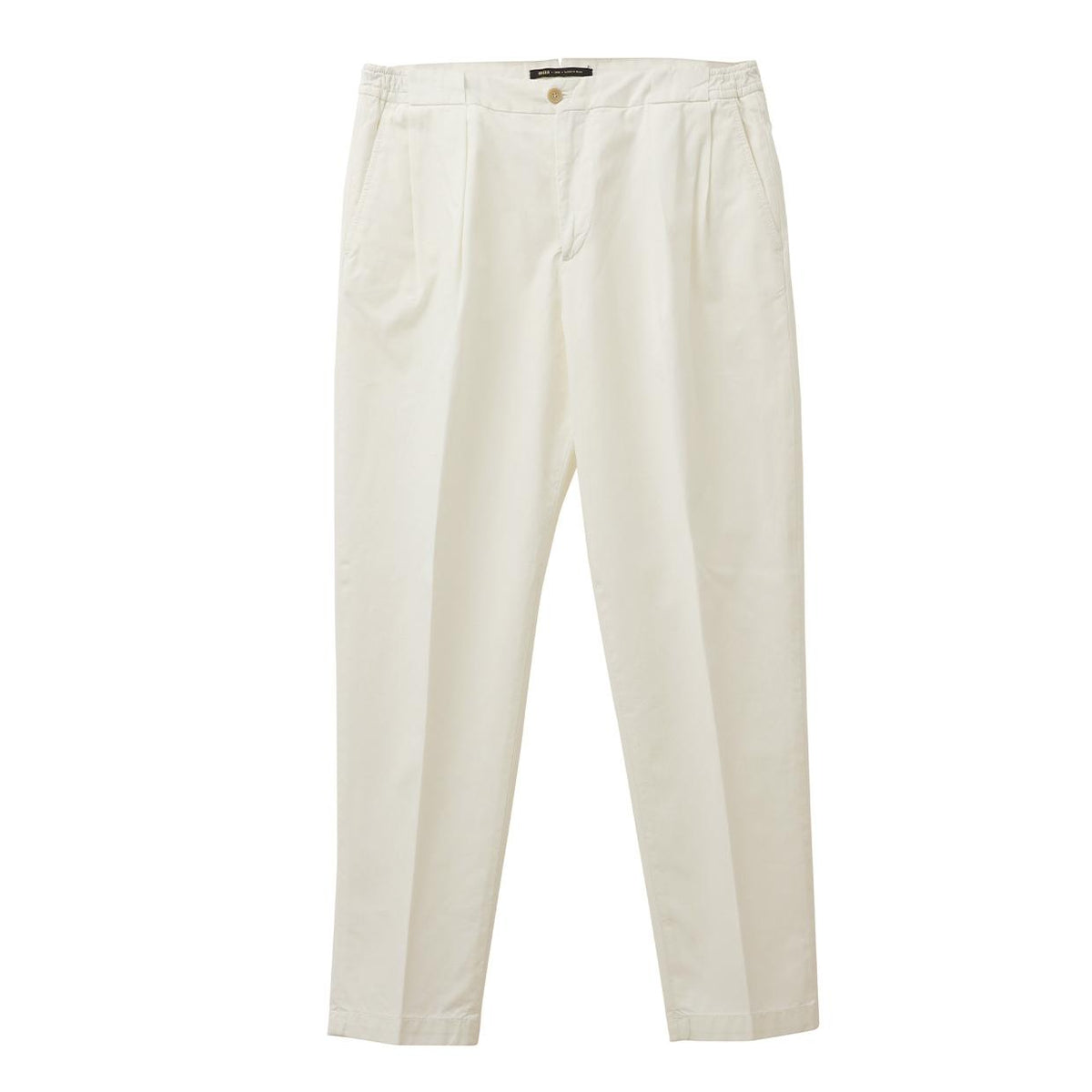 Drawer☆ベルベティーンパンツ オフホワイト 26SS PORTOBELLO コットン ボックスプリーツ テーパードパンツ