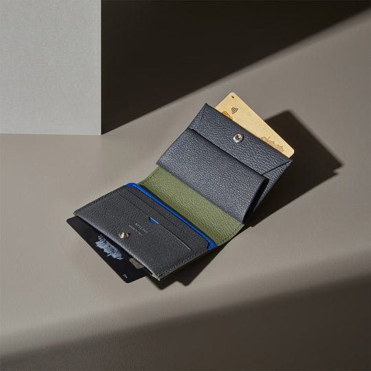 二つ折り財布  398 オリーブ＆グレー