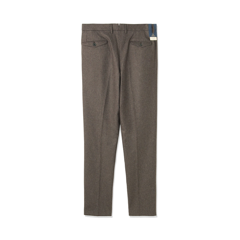 ARECHI ウールカシミヤナイロンストレッチ 1プリーツテーパードパンツ ダークブラウン