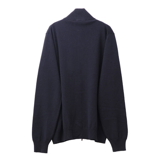 ウールカシミヤ ジップアップニット ネイビー