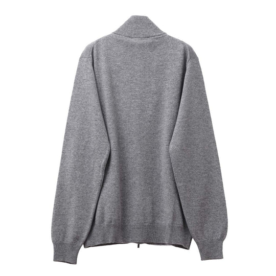 ウールカシミヤ ジップアップニット グレー