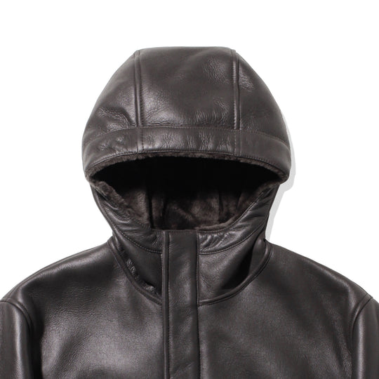 Mouton Hoodie Short Jacket Charcoal