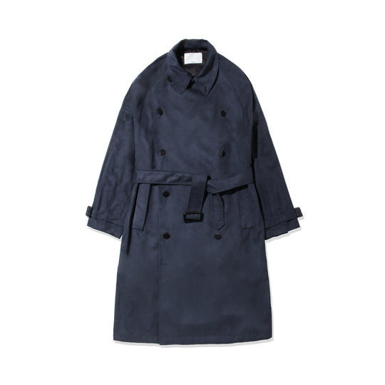 トレンチコート フェイクスエード ネイビー
