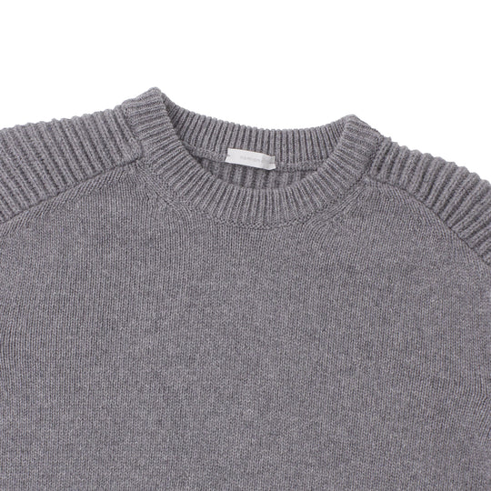 【干場別注】カシミヤミドルゲージ コマンドニット グレー