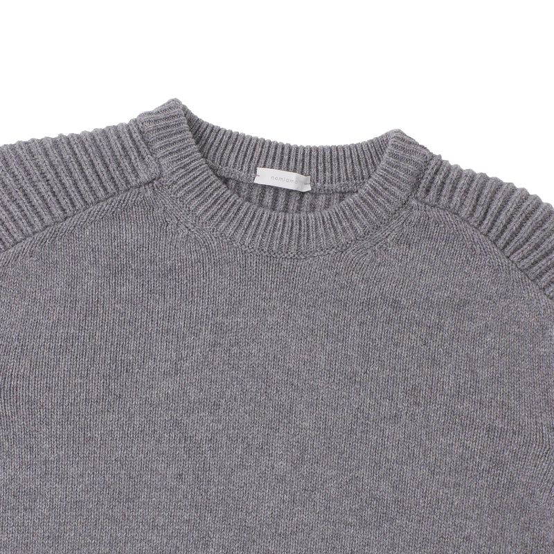 【干場別注】カシミヤミドルゲージ コマンドニット グレー