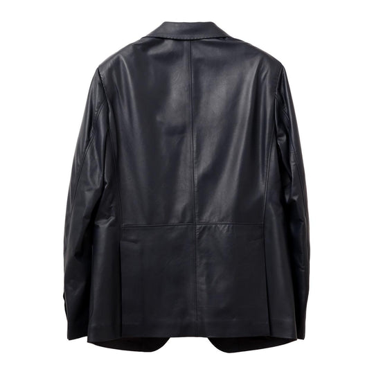 干場別注 レザージャケット ダークブルー