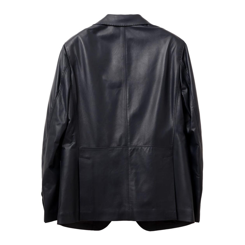 干場別注 レザージャケット ダークブルー