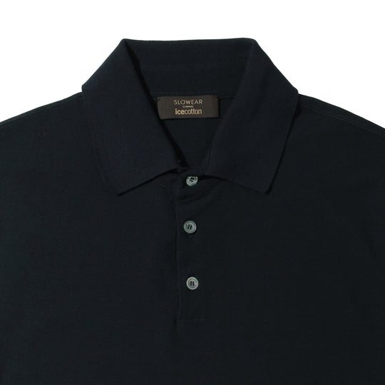 ICE COTTON & CREPE 半袖ポロ ネイビー