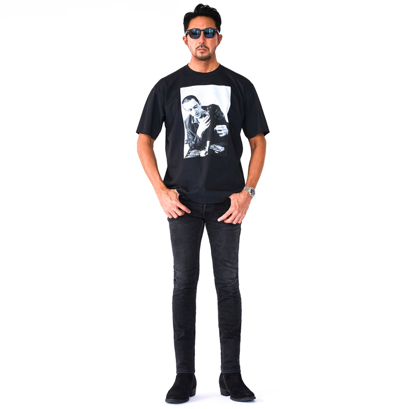 2 Print Crew Neck T-shirt-BLACK – MINIMAL WARDROBE（ミニマルワードローブ）