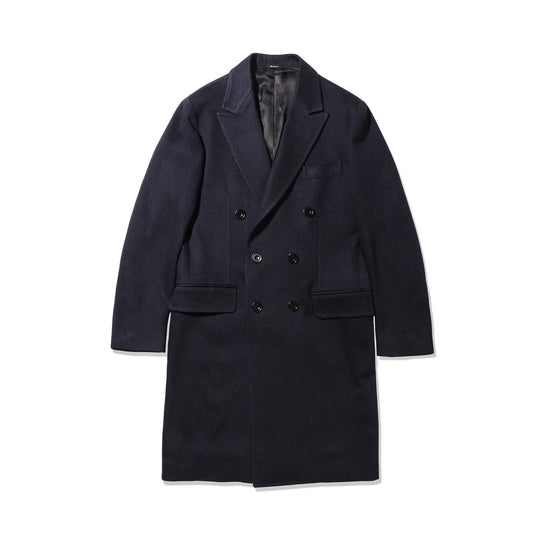 【干場別注】ストレッチカバートクロスダブルチェスターコート ネイビー
