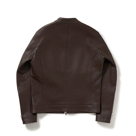 H CLASSICA（アッカ クラシカ） シルバーZIP ナッパチェラータ ラムレザーライダース / ダークブラウン