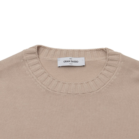 8G ソフトコットン リブ クルーネック L/SLV ベージュ