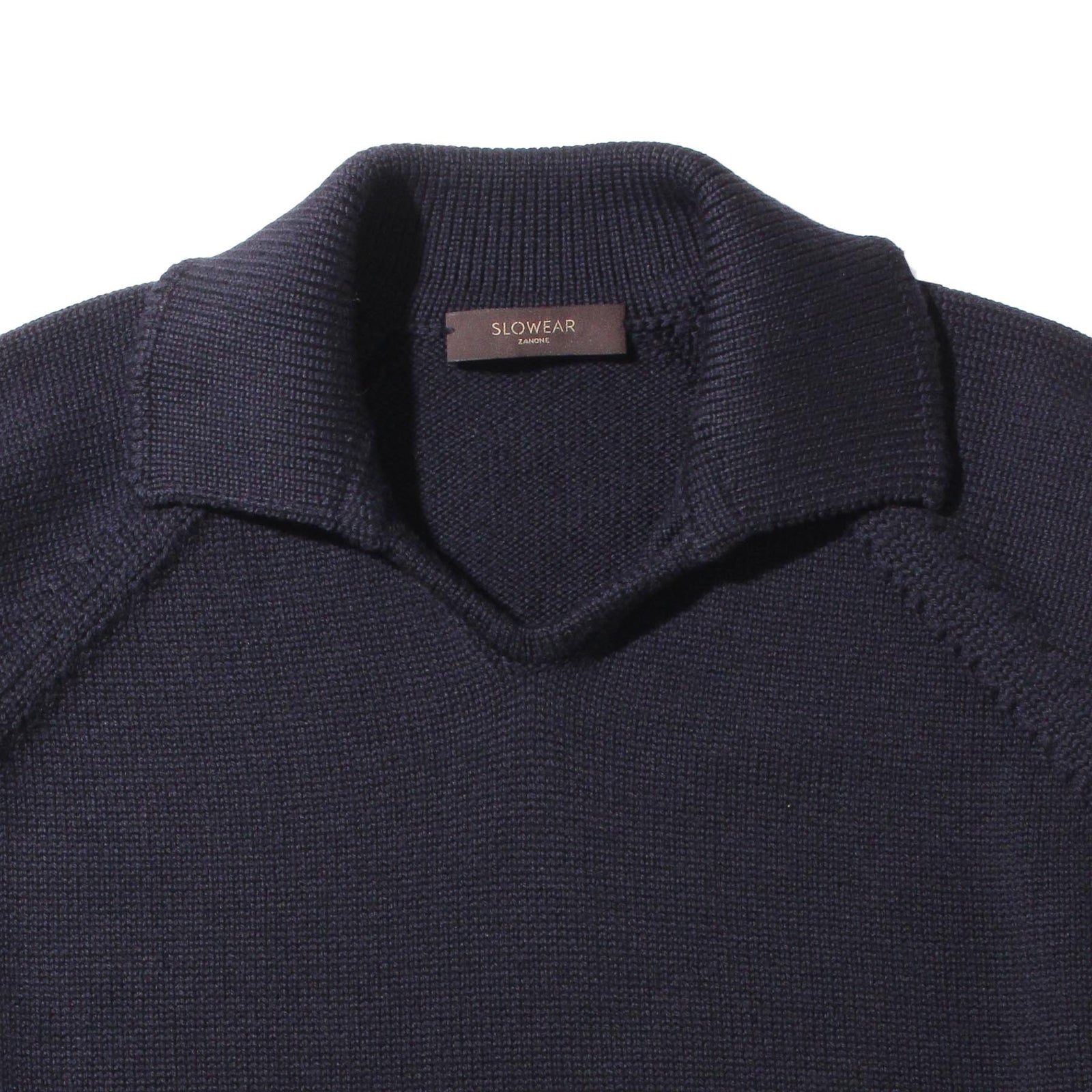 ZANONEメリノウールスキッパー型ポロ ネイビー – MINIMAL