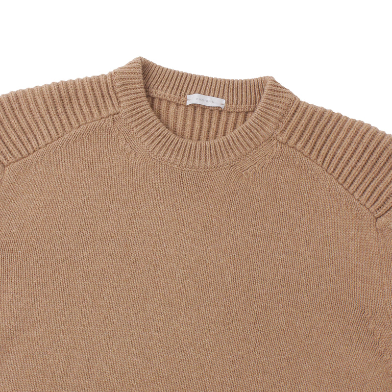 【干場別注】カシミヤミドルゲージ コマンドニット キャメル