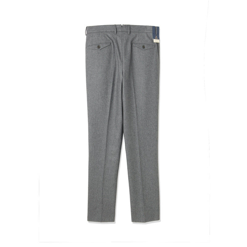 ARECHI ウールカシミヤナイロンストレッチ 1プリーツテーパードパンツ グレー