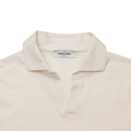 リネンコットン スキッパー L/SLV ホワイト