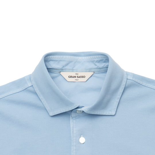 鹿の子 製品染め ポロシャツ S/SLV サックス