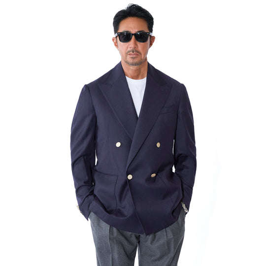 BOLGHERI ウール カシミヤ ダブル 4B ジャケット（Setup 可能モデル） ネイビー
