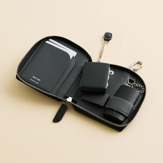 Key Case W Wキーケース 110 ブラック＆グレー