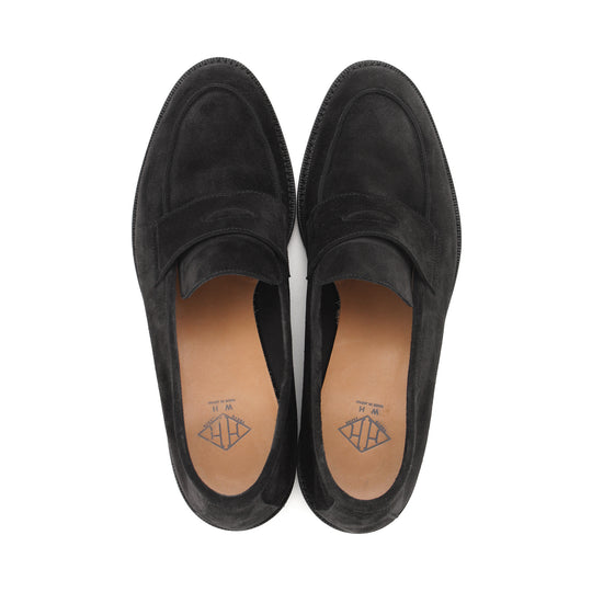 ヤヌスカーフ スエード アンライニング コインローファー ブラック