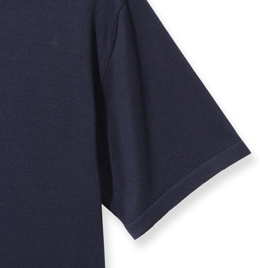 14ゲージウォッシャブルシルク ニットTシャツ ネイビー