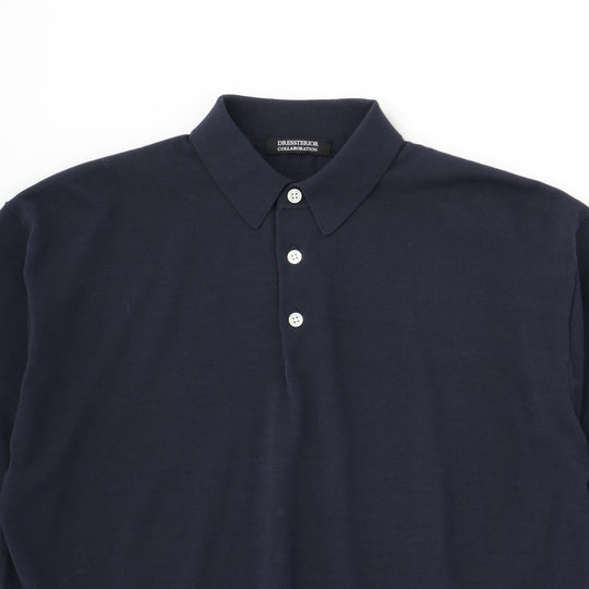 【干場義雅×DRESSTERIOR】ニットポロシャツ ネイビー