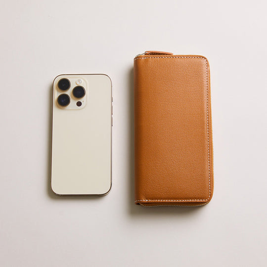 Mini Round Zip Long Wallet 長財布 409 キャメル