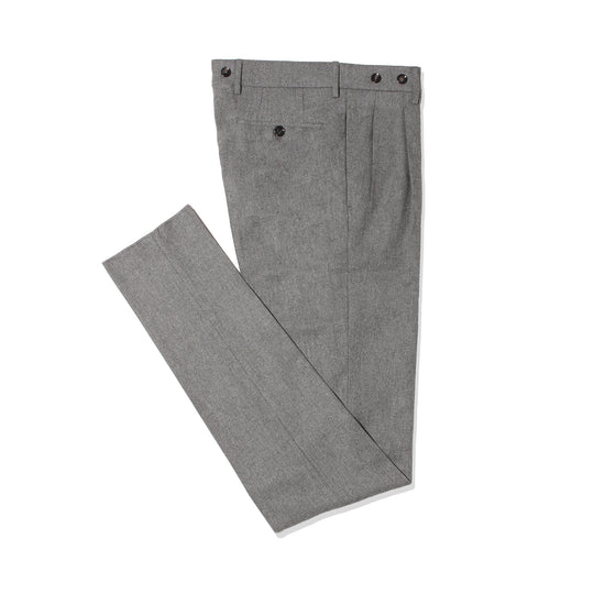 H BARBER カシミヤナイロン ツープリーツテーパードパンツ グレー