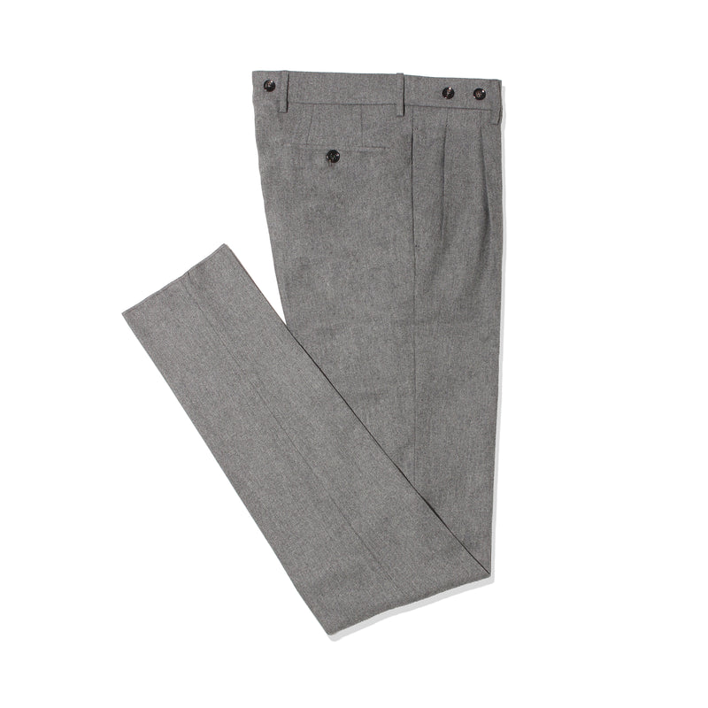 H BARBER カシミヤナイロン ツープリーツテーパードパンツ グレー