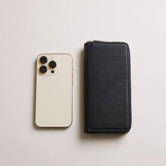 Mini Round Zip Long Wallet 長財布 409 ブラック＆グレー