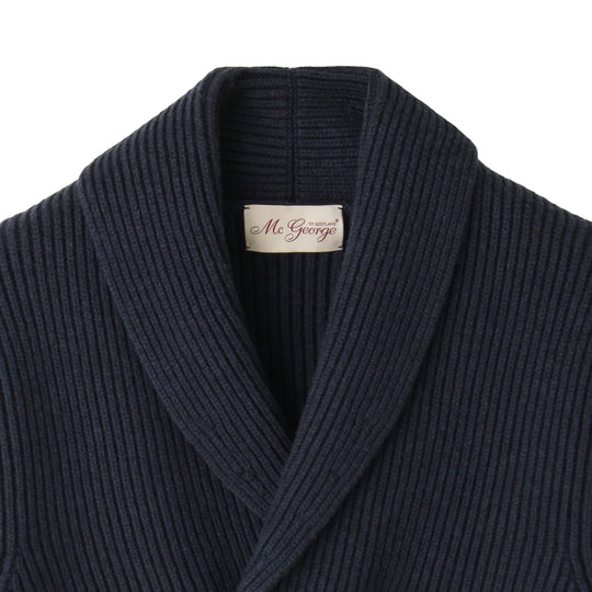 ショールカーディガン イングリッシュリブ ダブルブレステッド ネイビー