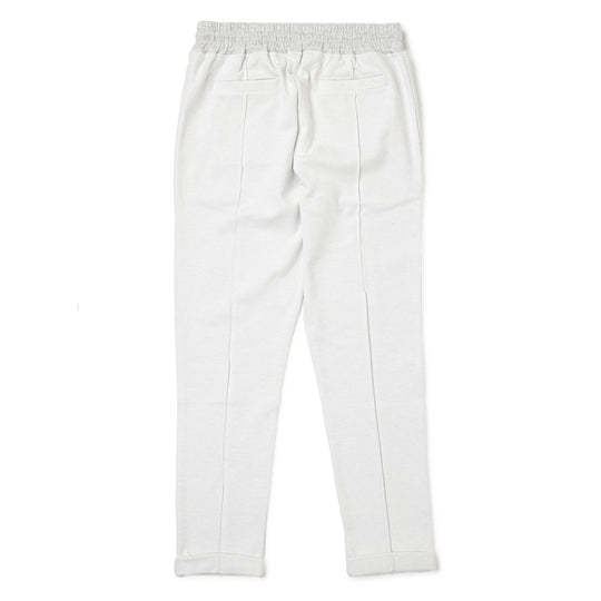 永久クリース パンツ コットン ホワイト/グレー