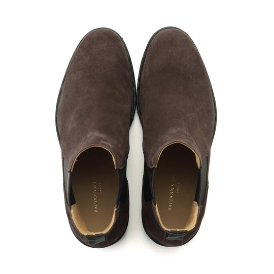 スエードチェルシーブーツ ダークブラウン