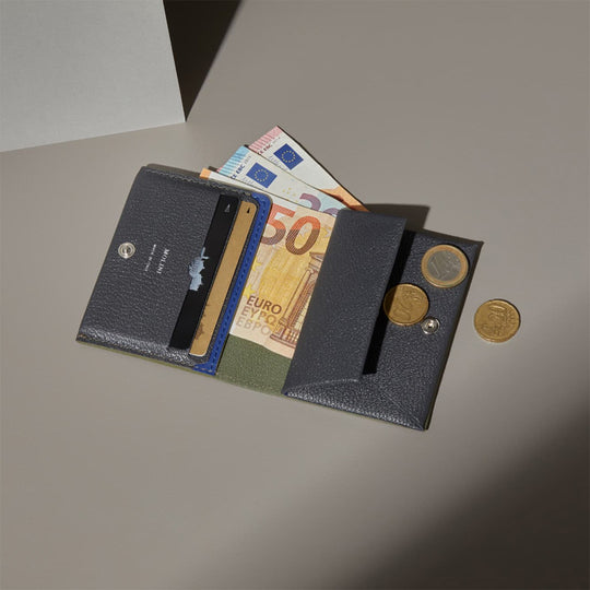二つ折り財布  398 オリーブ＆グレー