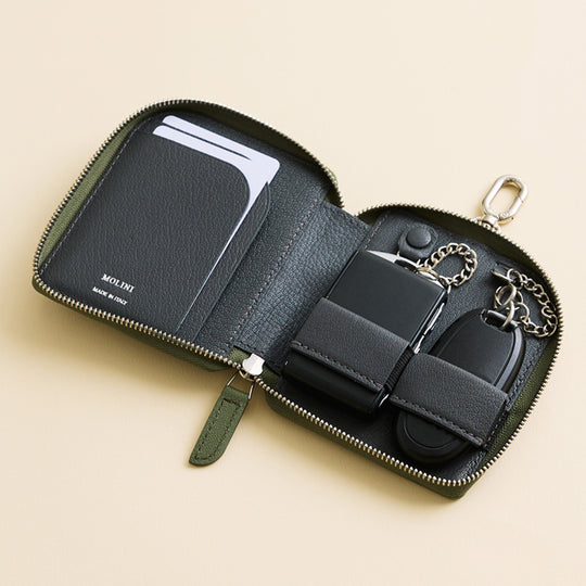 Key Case W Wキーケース 110 オリーブ＆グレー