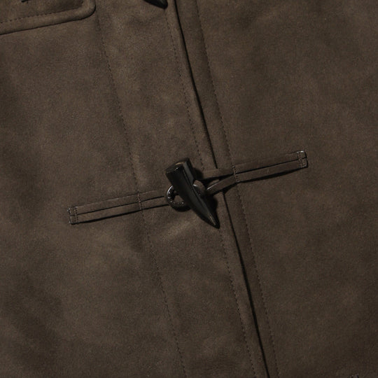Suede Mouton Duffle Coat Dark Brown