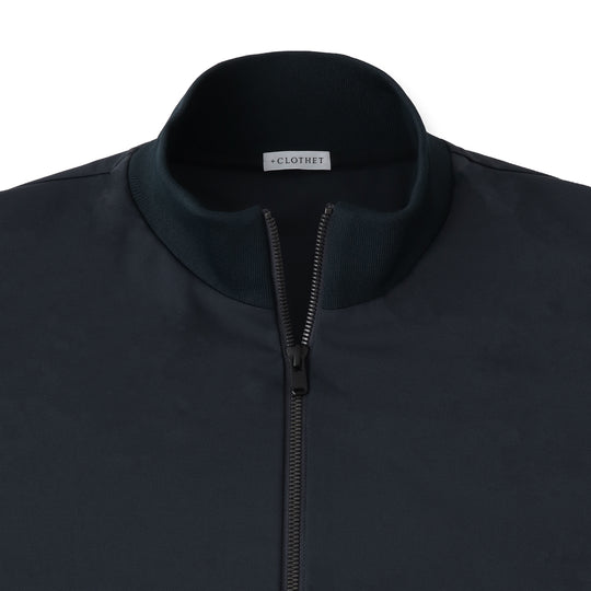 マットツイストスタンドカラー ジップアップジャケット ネイビー