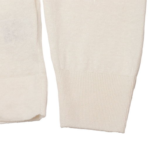 リネンコットン スキッパー L/SLV ホワイト