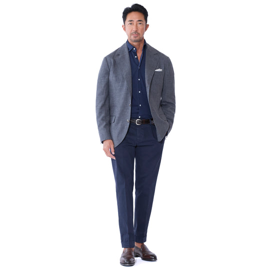 26AW BG07 コットンストレッチ ワンプリーツ テーパードパンツ ネイビー