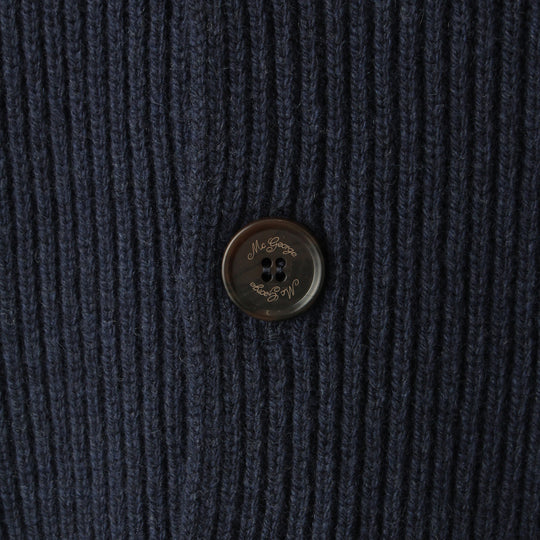 Mc George ショールカーディガン イングリッシュリブ シングルブレステッド ネイビー