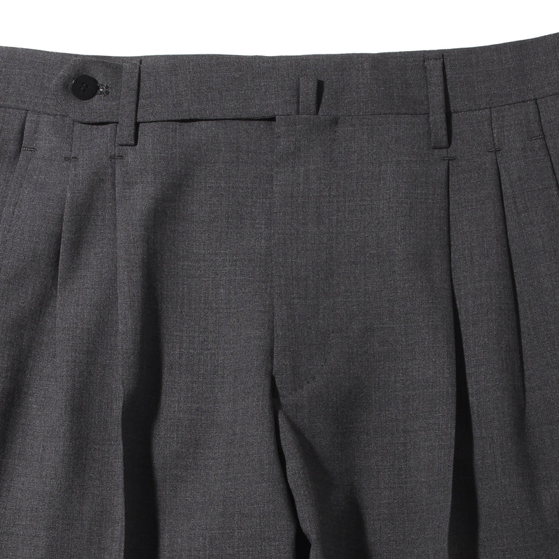 干場別注 2プリーツ　ウールパンツ チャコールグレー