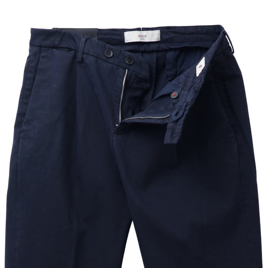 26AW BG07 コットンストレッチ ワンプリーツ テーパードパンツ ネイビー