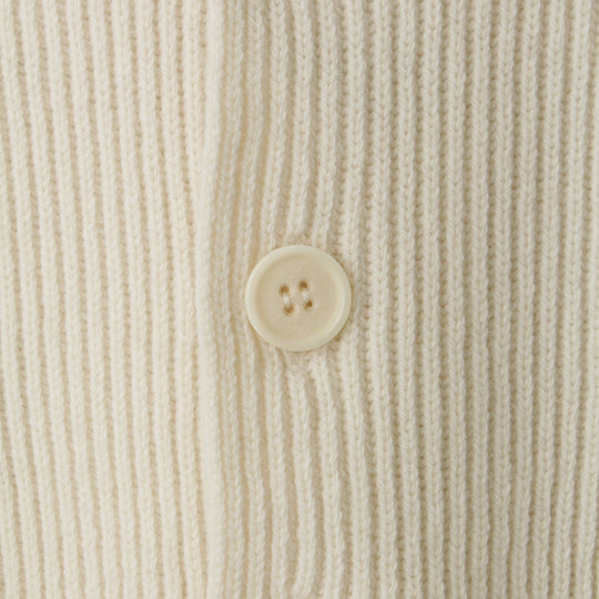 Mc George ショールカーディガン イングリッシュリブ シングルブレステッド ホワイト