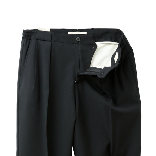 26SS PORTOBELLO サマーウール ツープリーツ ワイドテーパード パンツ ブラック