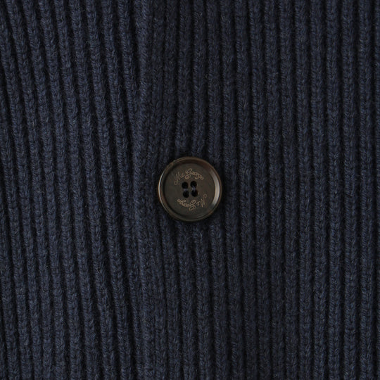 ショールカーディガン イングリッシュリブ ダブルブレステッド ネイビー