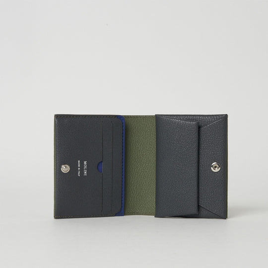 二つ折り財布  398 オリーブ＆グレー